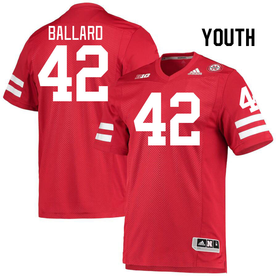 Youth #42 Cole Ballard Nebraska Cornhuskers College Football Jerseys Stitched Sale-Red - Click Image to Close